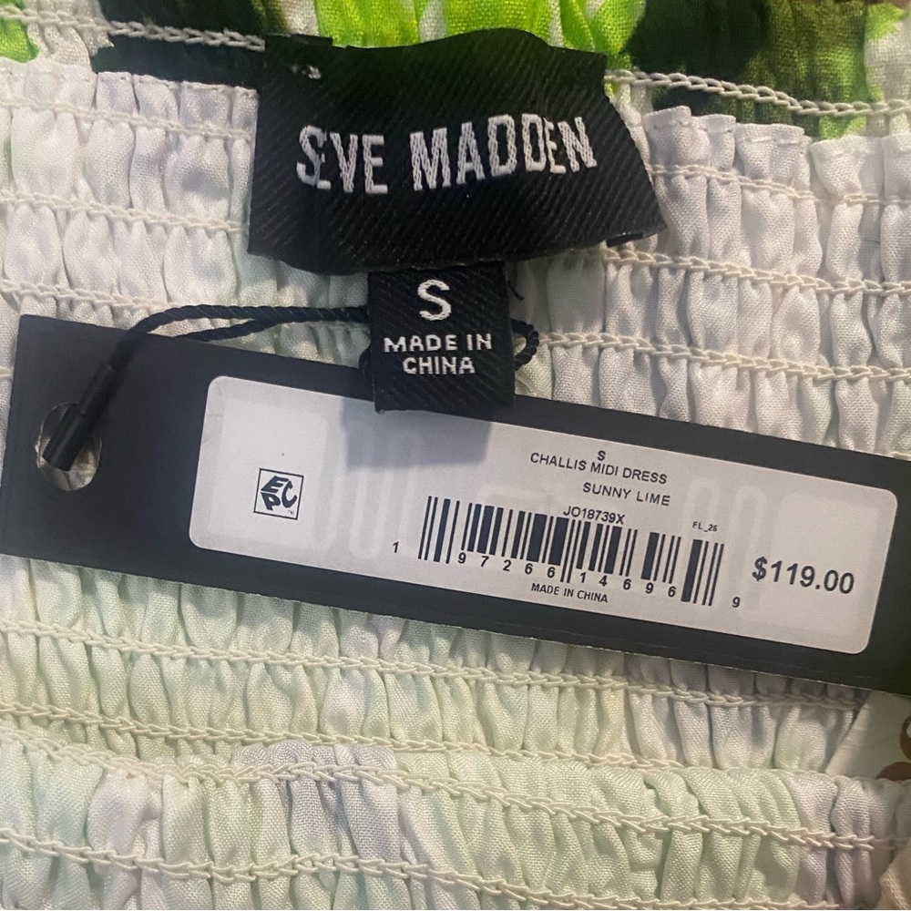 Steve Madden Lime & Leaf Print Off-Shoulder Midi Dress - Picture 7 of 12